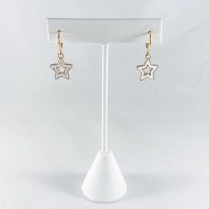 White Open Star Earrings